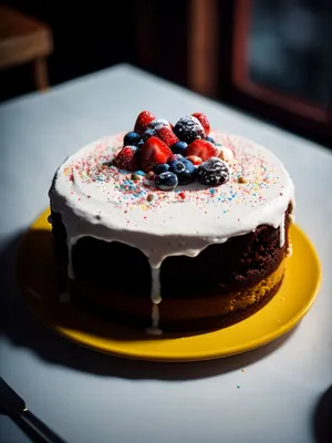 Delicious Gourmet Strawberry Chocolate Cake with Fresh Berries