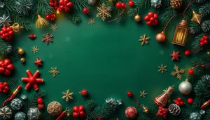 Festive holiday card with snowflake and tree