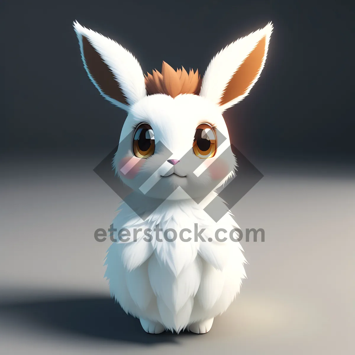 Picture of Cute Cartoon Bunny with Fluffy Ears