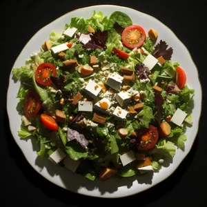 Grilled Beef Salad with Fresh Vegetables and Spicy Sauce