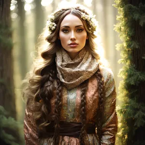 Fashionable Cloaked Lady with Fur Coat and Elegant Hairstyle