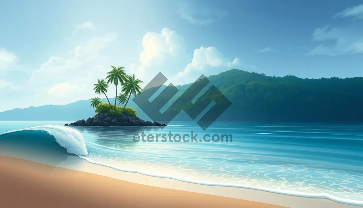 Picture of Tropical paradise beach with palm trees and turquoise water