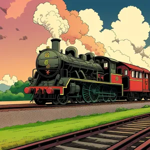 Vintage Steam Locomotive on Railroad Track