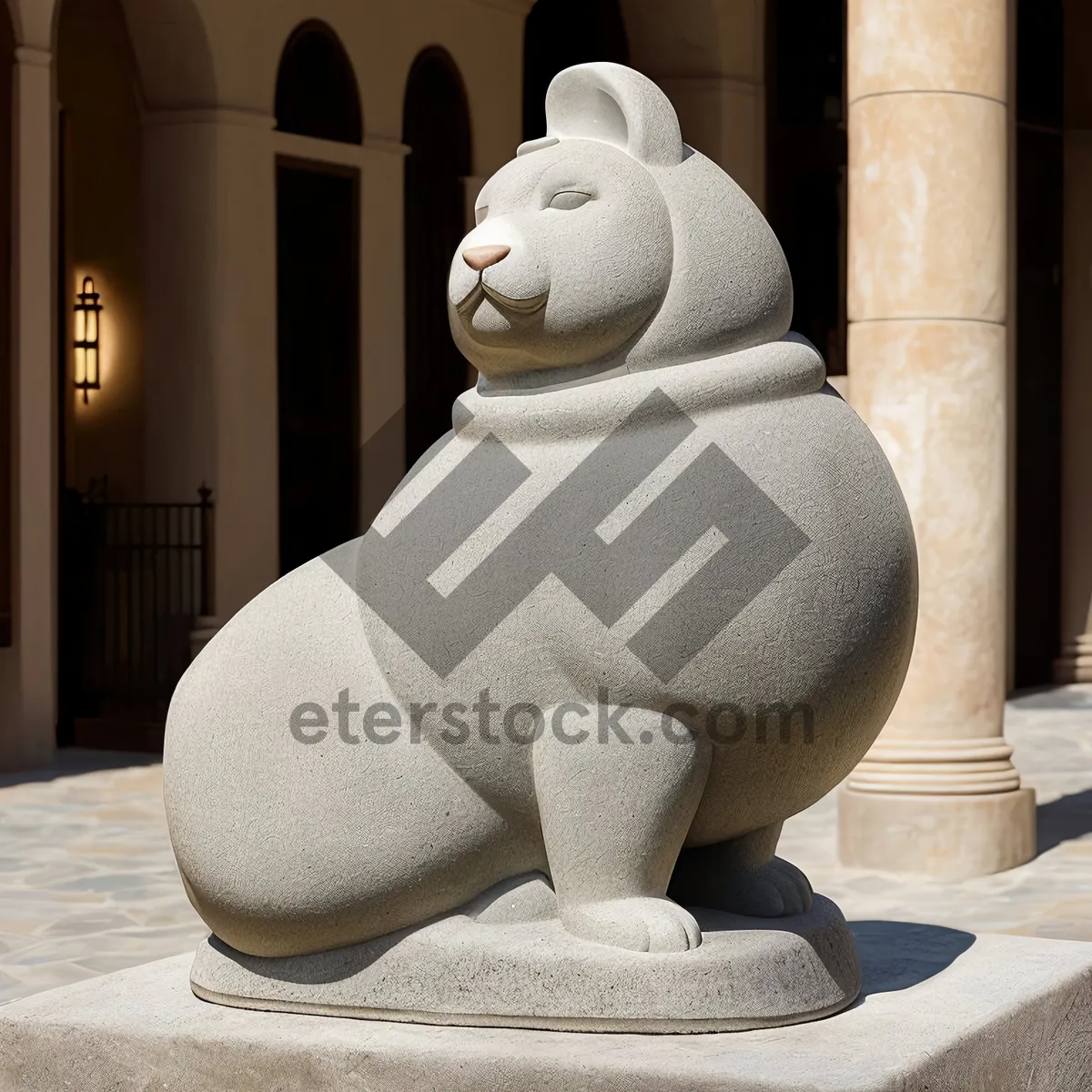 Picture of Ancient Chess Temple Sculpture: Stone Pawn Support