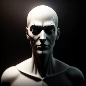 Scary Mannequin Head Sculpture with Haunting Expression