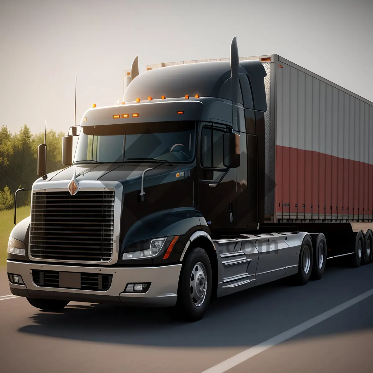 Picture of Industrial Logistic Container Truck on Highway