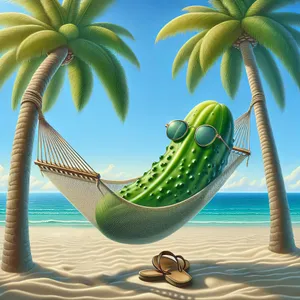 Dill Pickle In a Hammock On a Tropical Beach