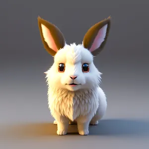 Fluffy Bunny with Cute Ears, Sitting Pet
