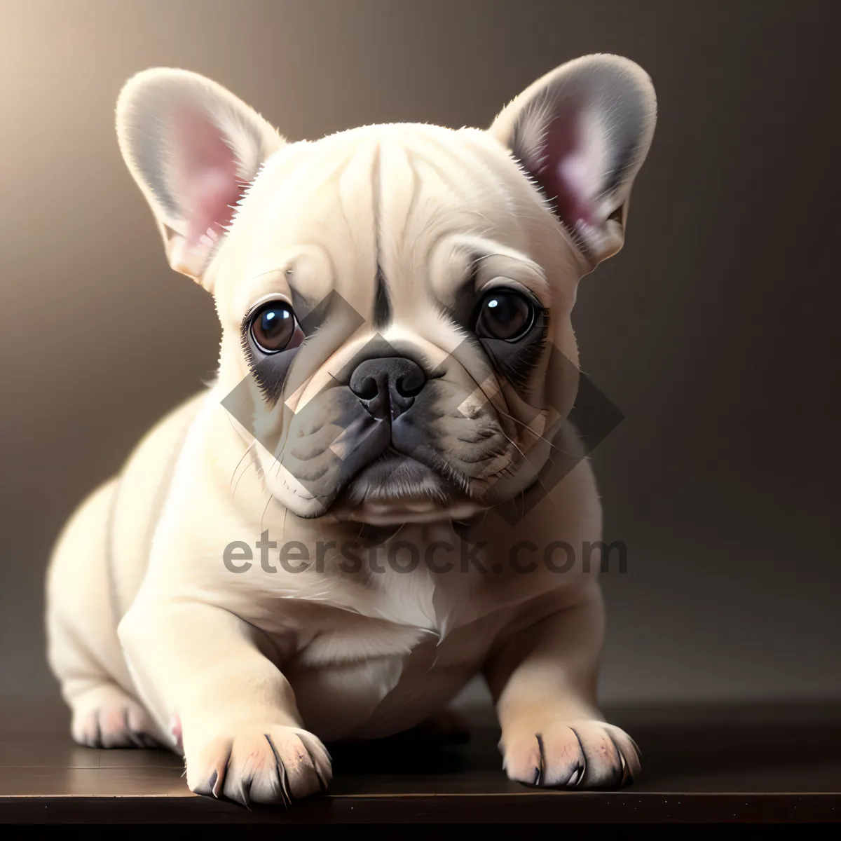 Picture of Charming Portrait of a Wrinkled Bulldog Puppy