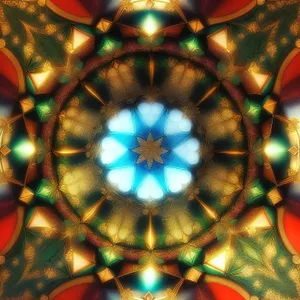 Colorful Geometric Window Design: Vibrant Kaleidoscope of Artistic Patterns