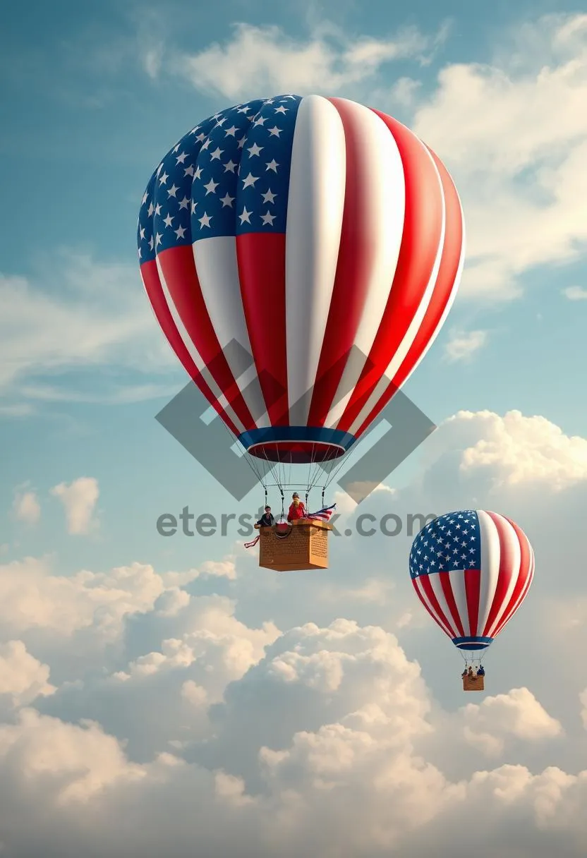 Picture of Colorful hot air balloon flying over sky