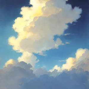 Vibrant Sky with Fluffy Clouds