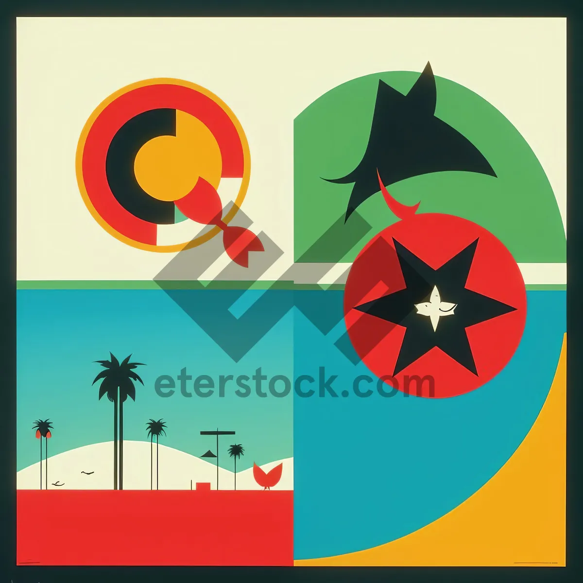 Picture of Colorful Cartoon Graphic Sign: Artful Design Symbol