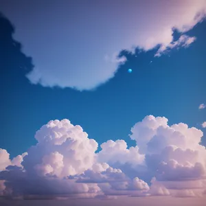 Vibrant Azure Sky with Fluffy Clouds