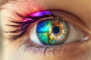 Closeup portrait of attractive female with striking makeup