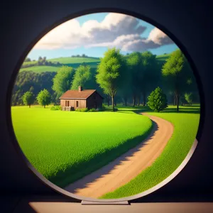 Serene Horizon: Meadow's Mirror of Nature's Splendor