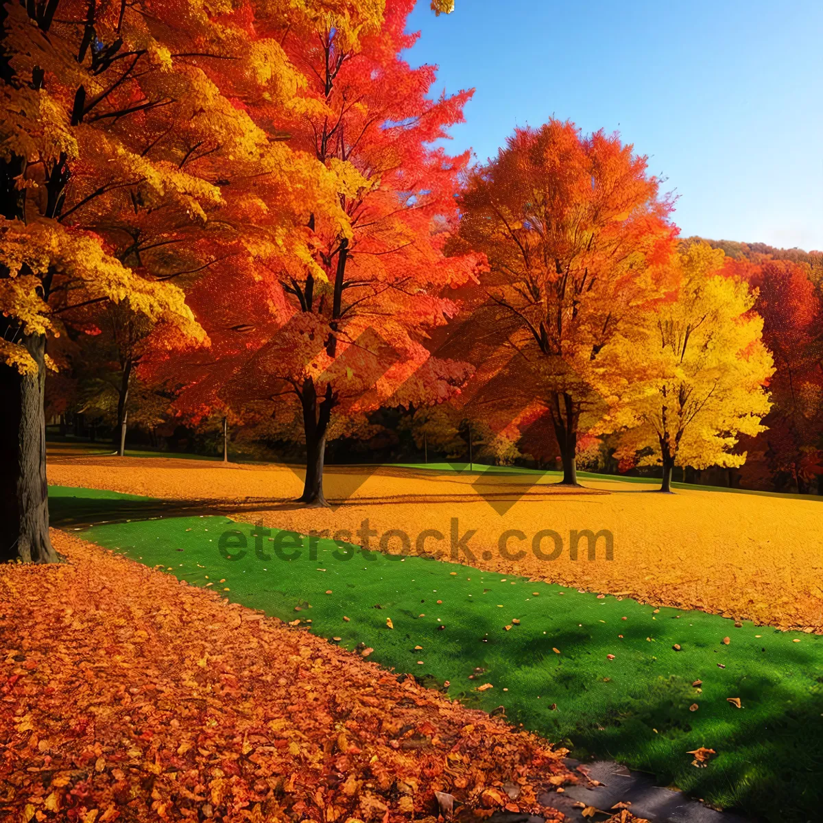 Picture of Autumn Bliss: Vibrant Foliage in Golden Forest