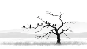 Black tree design silhouette with branches and leaves