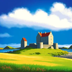 Beautiful Countryside Farm Landscape under Clear Blue Sky