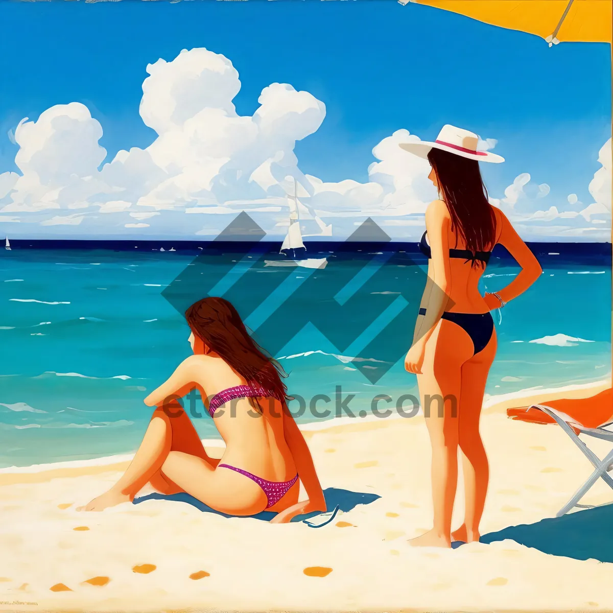 Picture of Sun-kissed beachgoers basking in tropical bliss