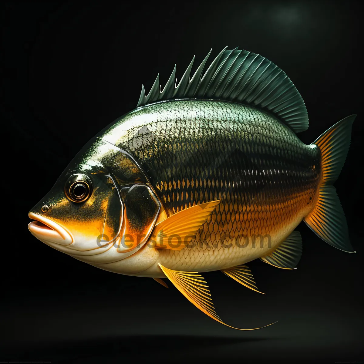 Picture of Tropical Goldfish Swimming in Aquarium