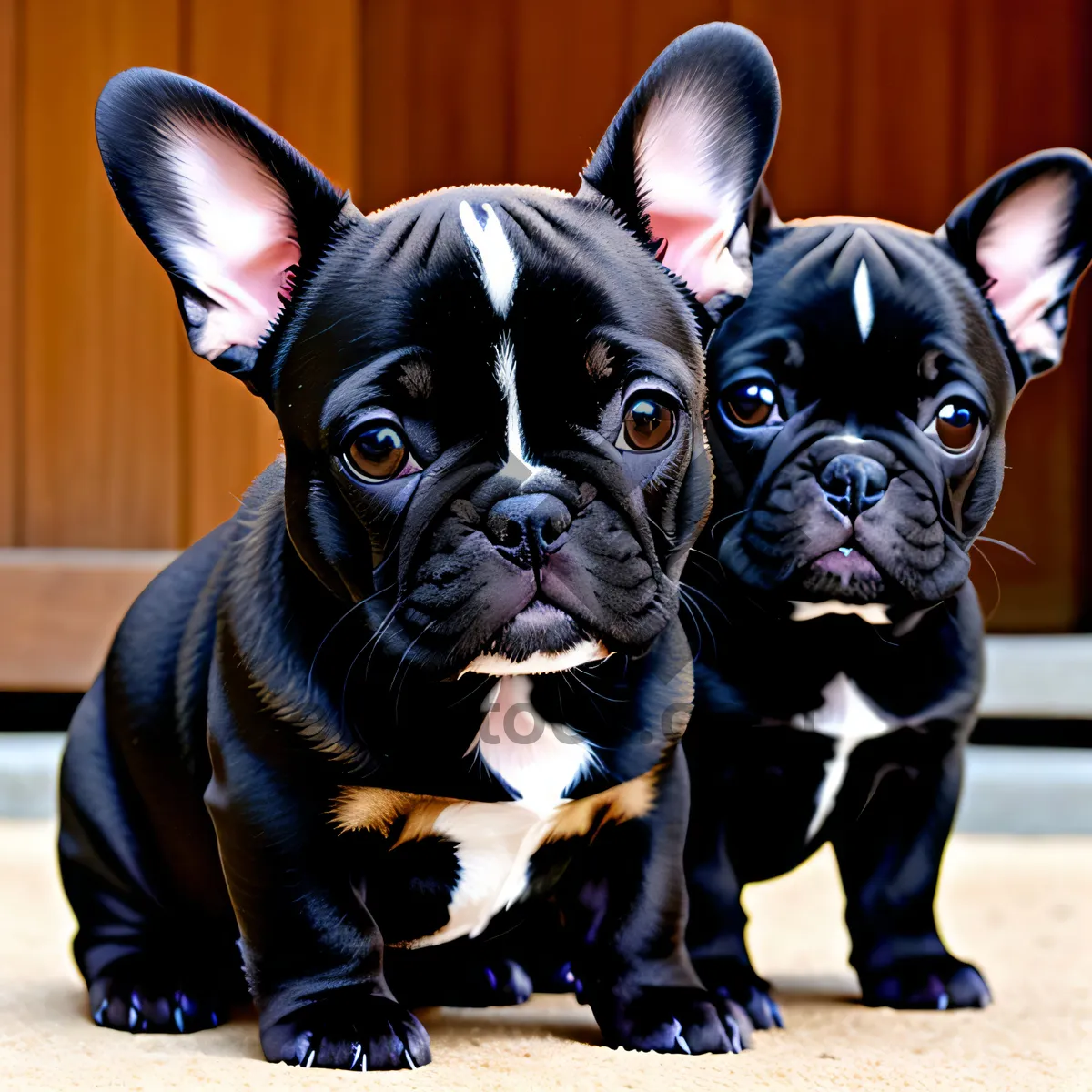 Picture of Adorable Bulldog Puppy Portrait - Purebred Canine Pet