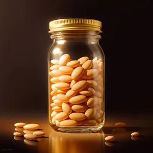 Healthy Glass Medicine Jar with Sweet Snacks