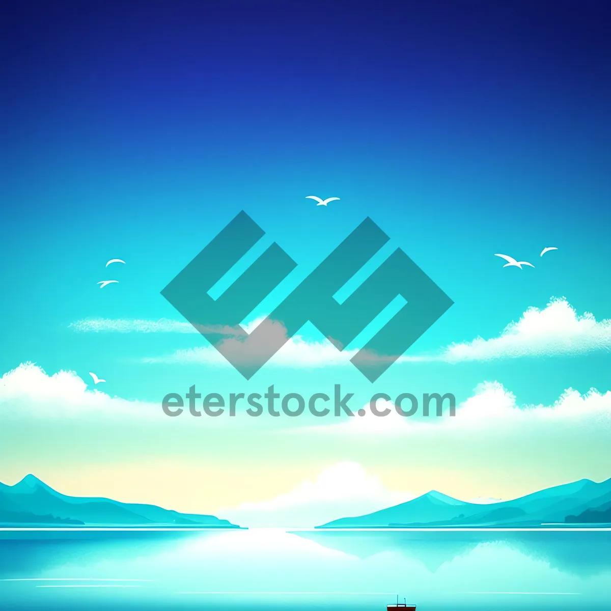 Picture of Serene Summer Seascape with Clouds and Waves