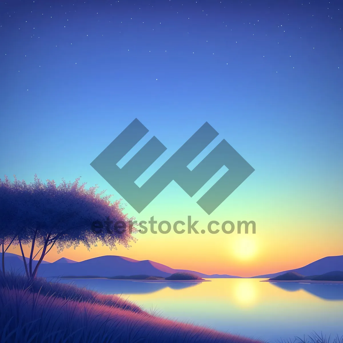 Picture of Starry Sunset Sky Over Serene Meadow