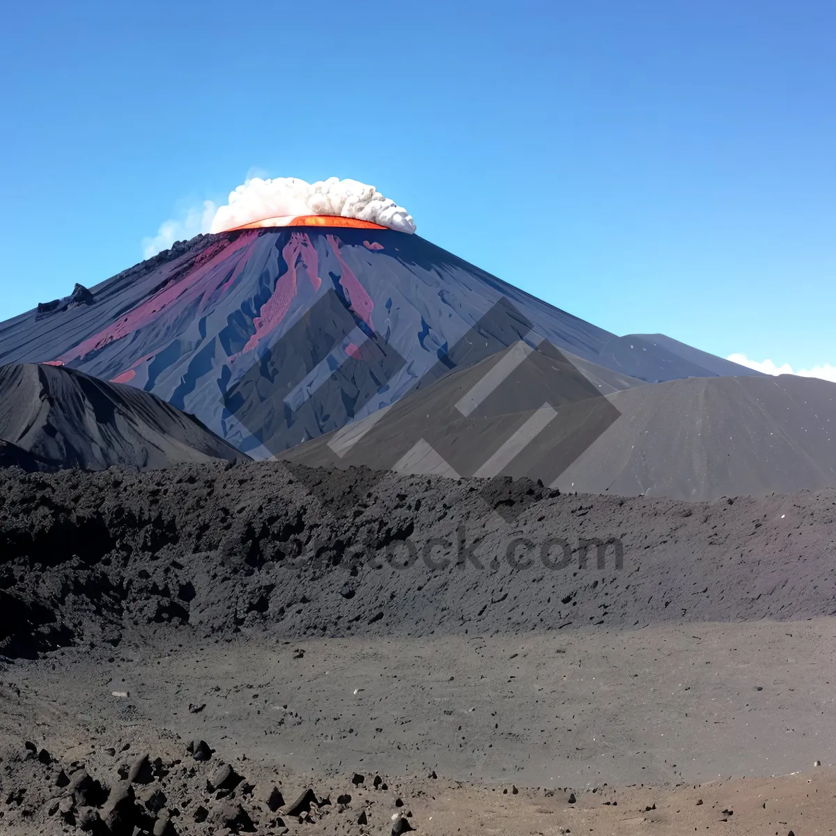 Picture of Snow-capped Volcano Peaks in Winter Wonderland