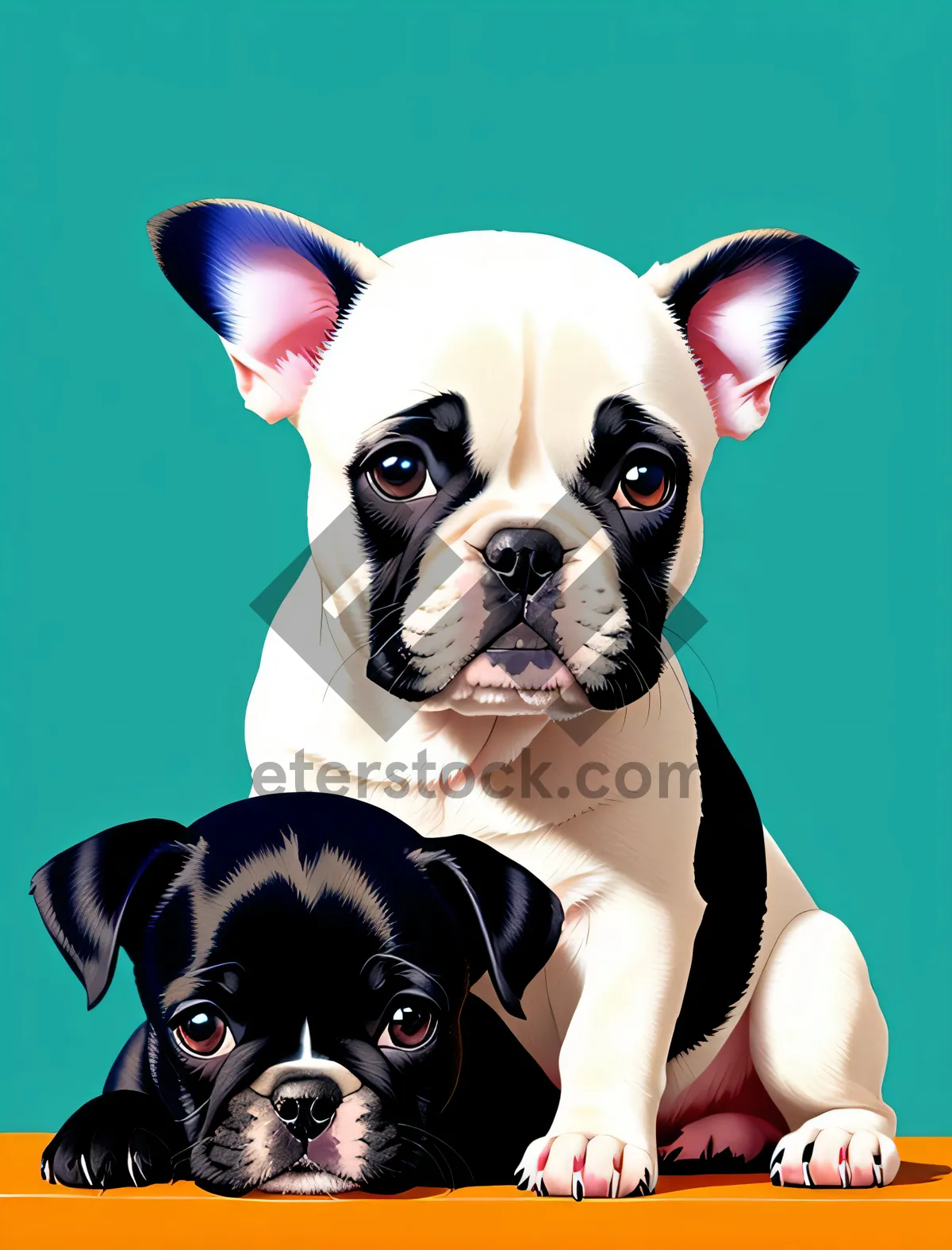 Picture of Adorable Wrinkled Bulldog Puppy in Studio