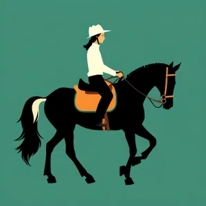 Energetic Horseback Riding Silhouette at a Ranch