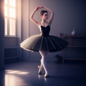 Elegant ballet performer in fashion-forward dress.