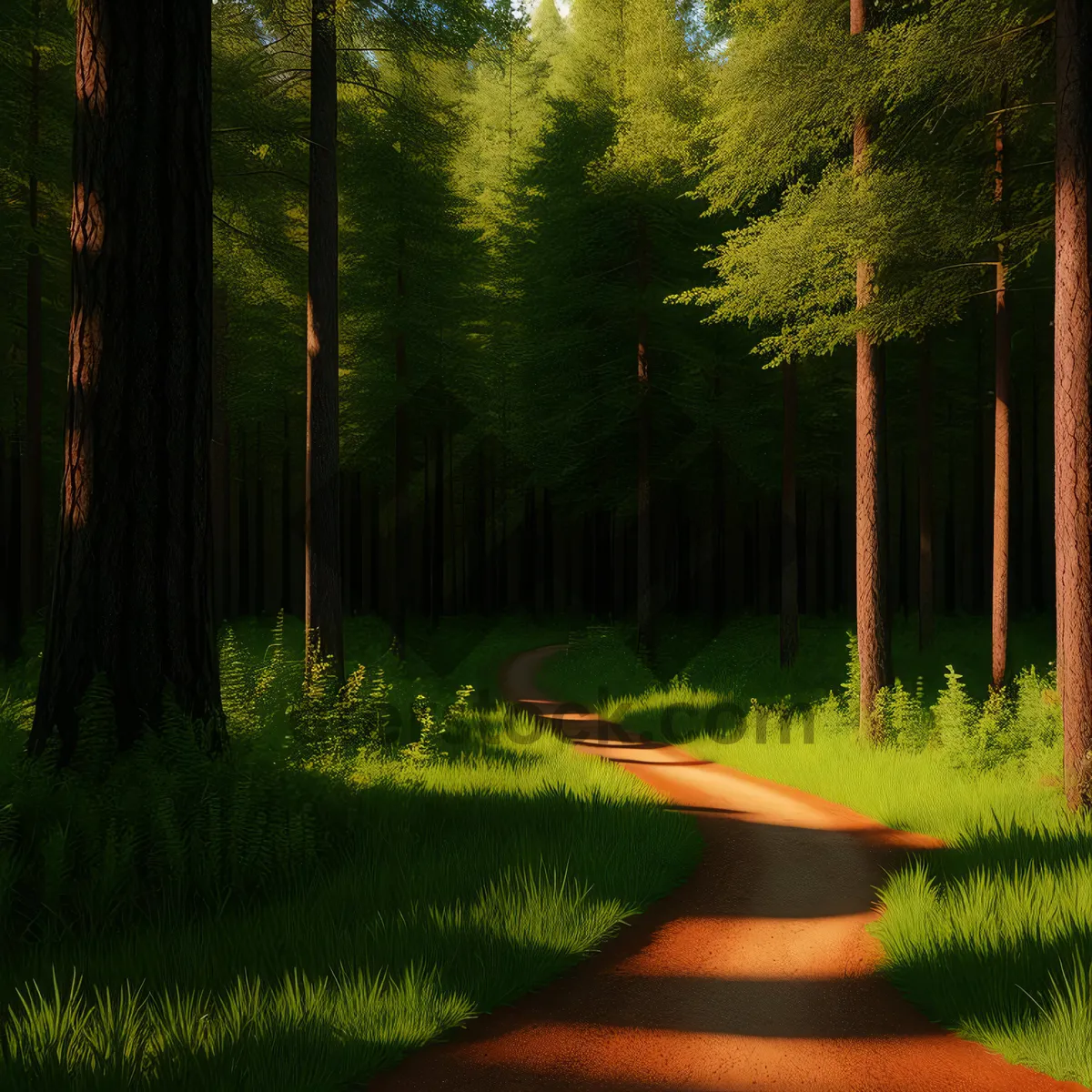 Picture of Majestic Autumn Pathway Through Sunlit Woods