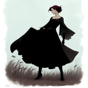 Enchanting Bride: Silhouette Artwork with Princess Outfit