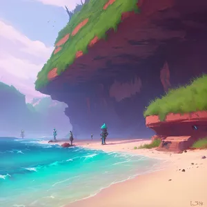 Tranquil Tropical Paradise by the Turquoise Sea