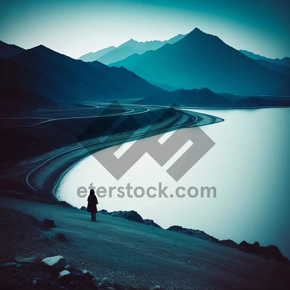 Picture of Majestic Sunset over Tranquil Highland Lake