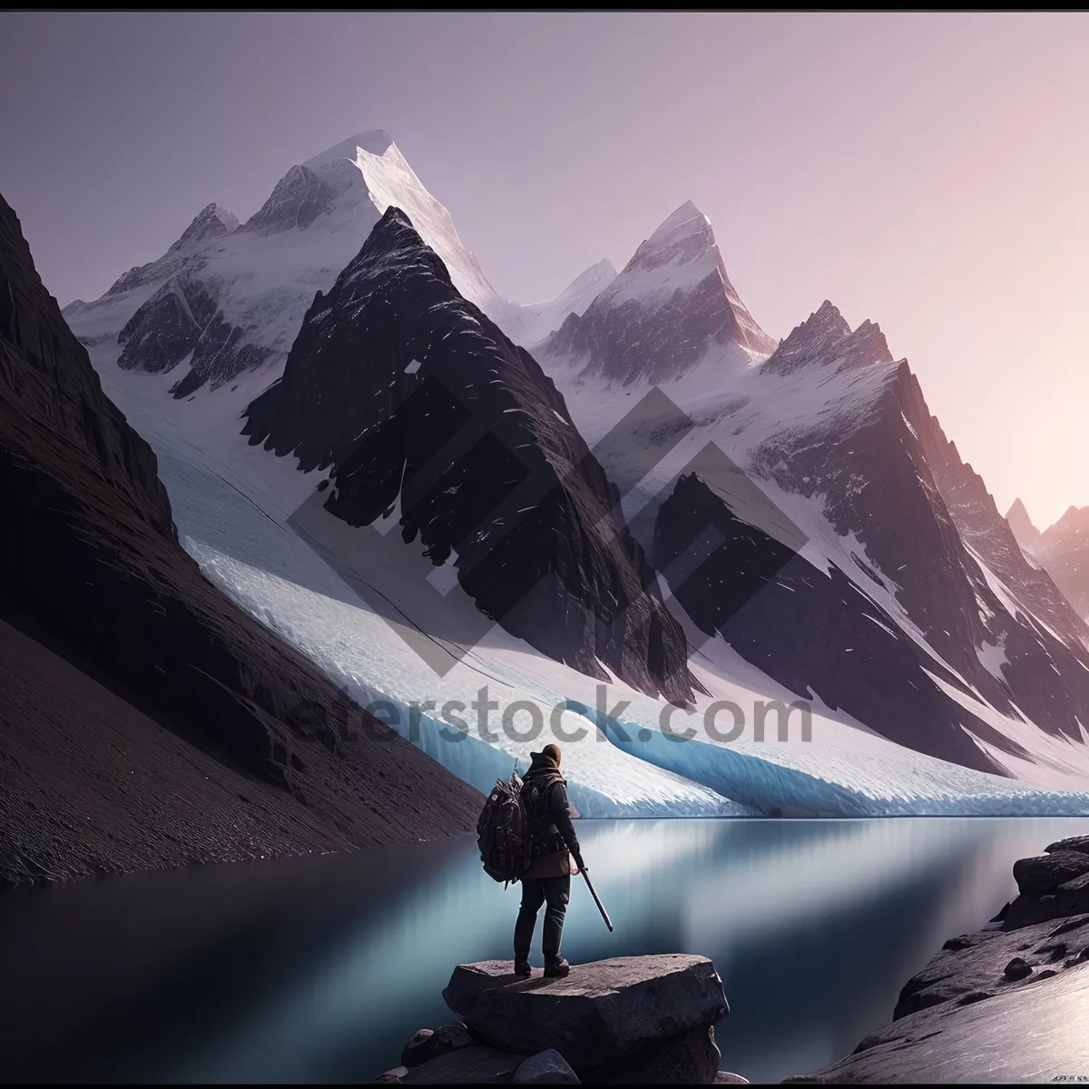 Picture of Frozen Majesty: A Snow-Covered Mountain Peak in the Alpine Range