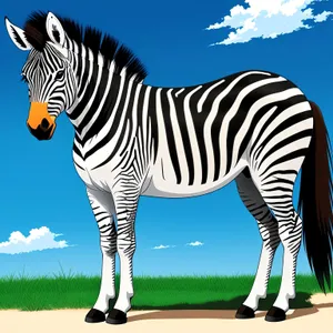 Striped Zebras Grazing in Wildlife Reserve