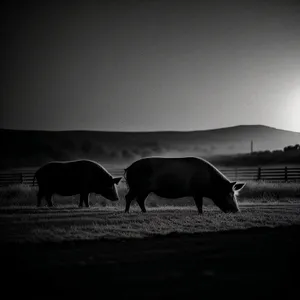 Rustic Sunset Ranch Horse Pen