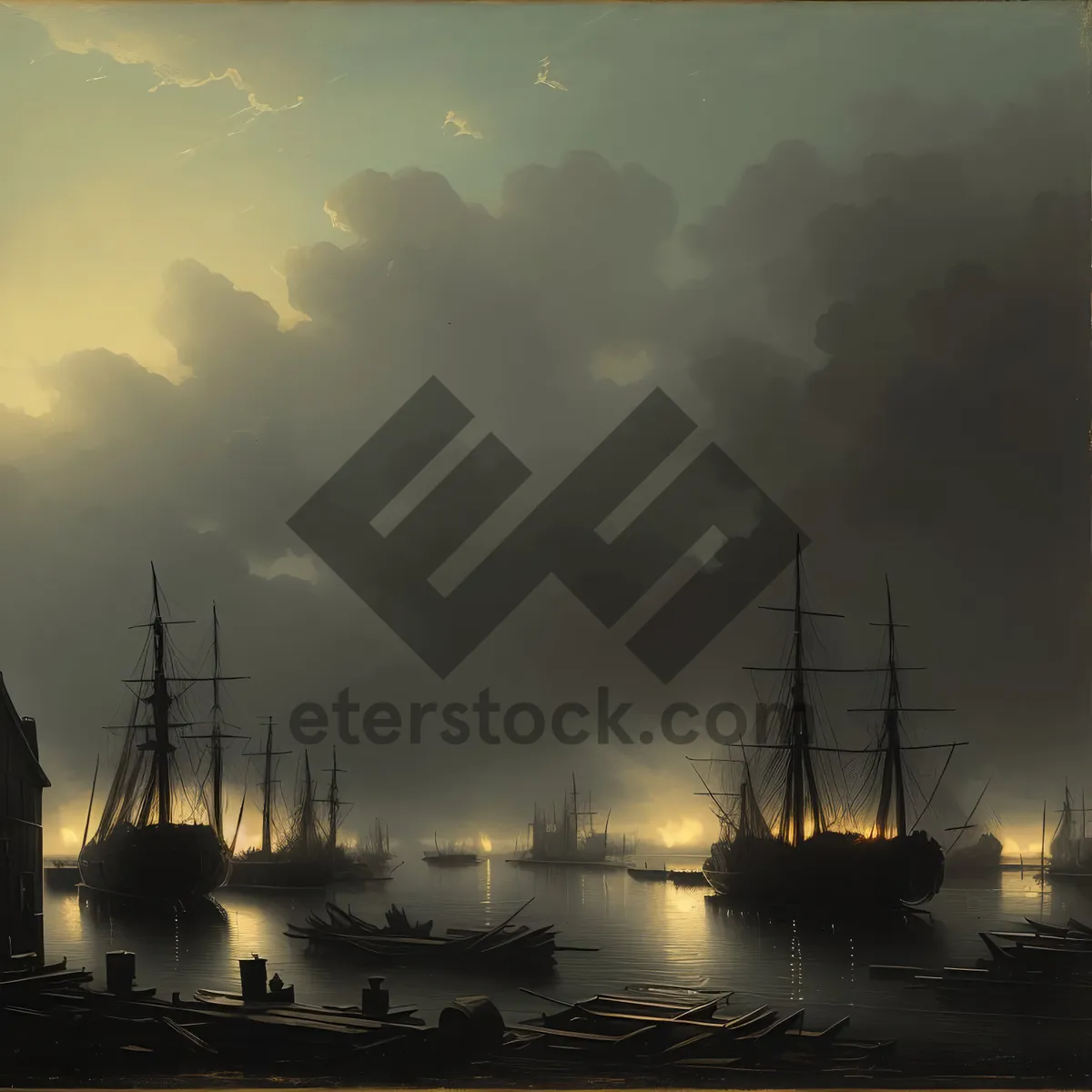 Picture of Pirate Ship at Sunset: Majestic Vessel Sailing the High Seas