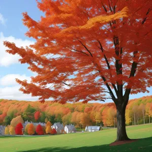 Autumnal Landscape with Vibrant Yellow Oaks