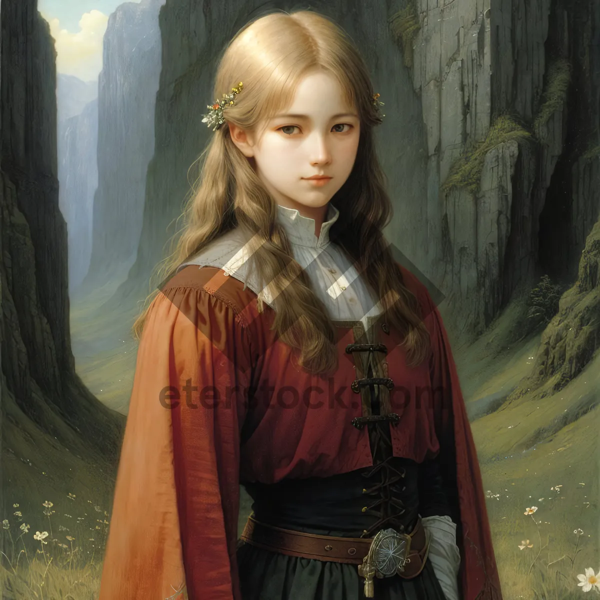 Picture of Smiling fashion model in elegant kimono robe