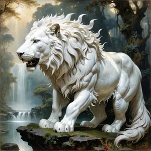 White lion mane majestic wild animal stallion equine.