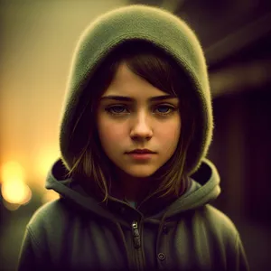 Smiling Child in Stylish Sweater and Hat