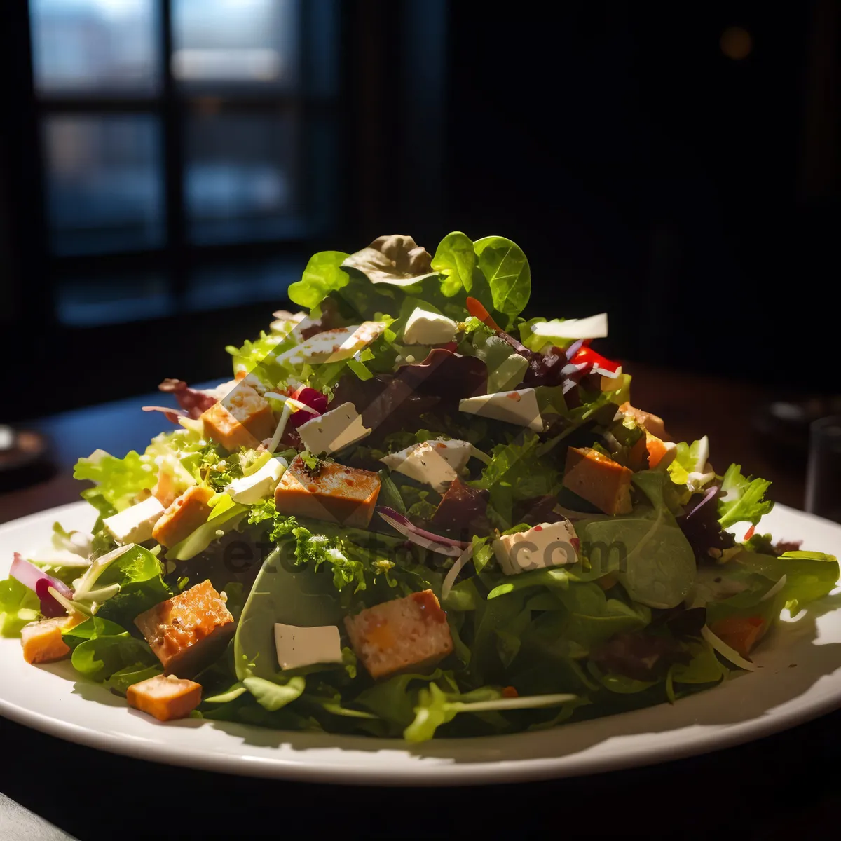 Picture of Fresh and Delicious Vegetable Salad with Meat Slices