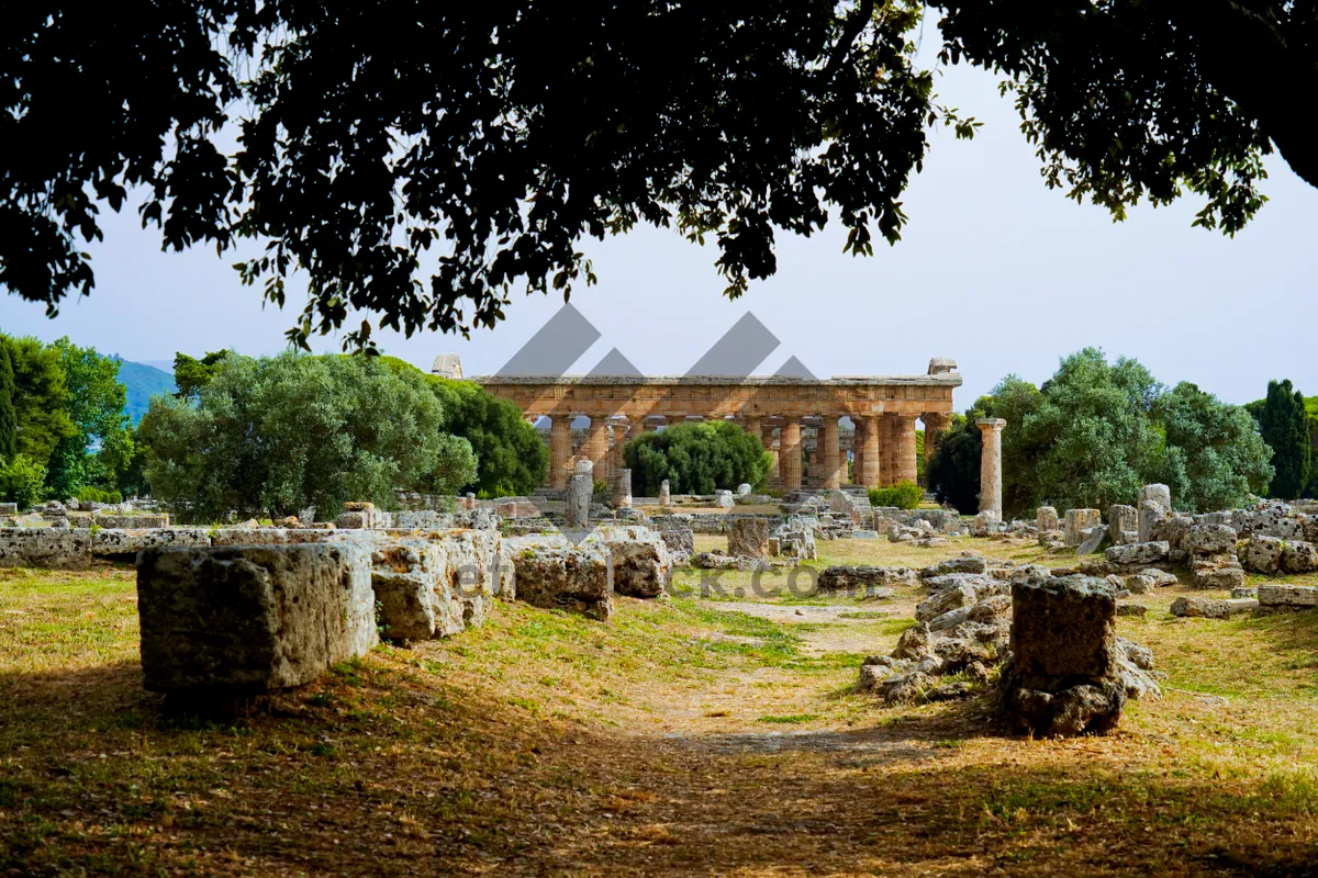 Picture of Old cemetery landmark with ancient stone architecture