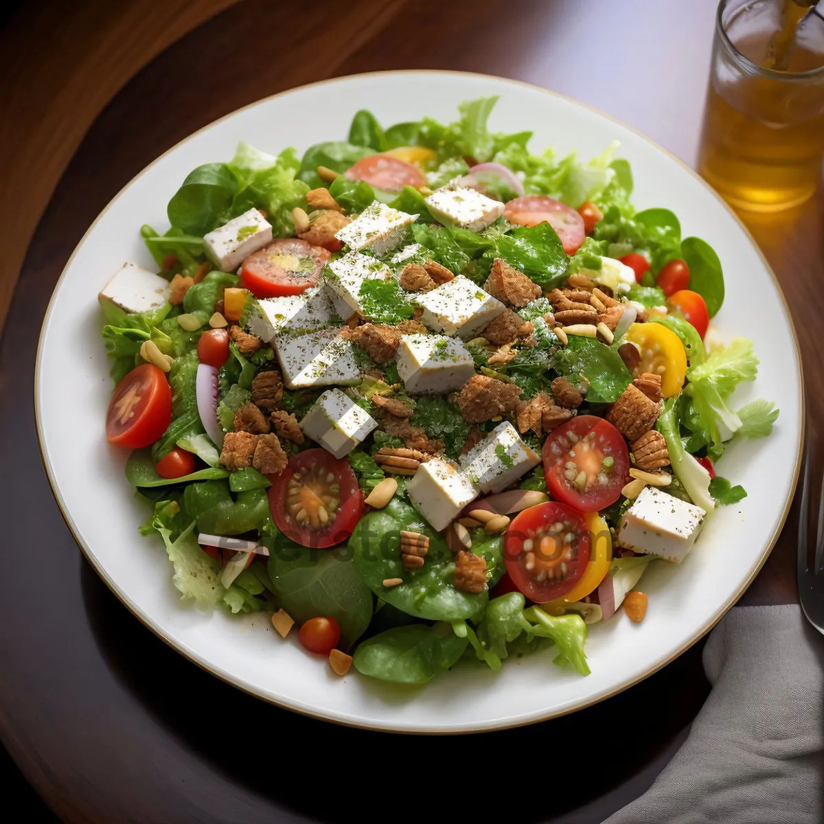 Picture of Healthy Vegetable Salad with Fresh Tomatoes and Lettuce