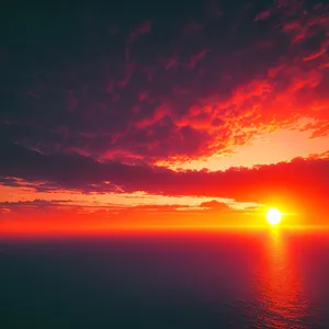 Vibrant Sunset Over the Ocean