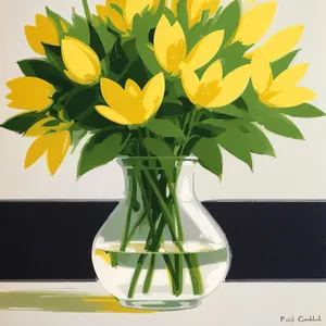 Vibrant Spring Blooms in Colorful Vase